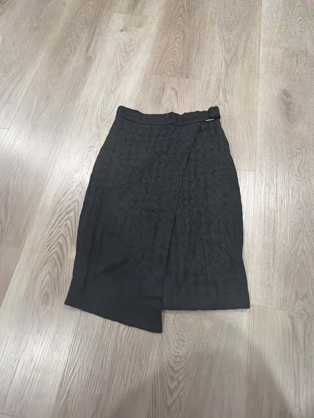 H&M Asymmetrical Wrap Skirt Size 4 Black Textured Midi